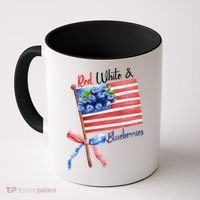 Red, White And Blueberries American USA Flag Coffee Mug thumb 0