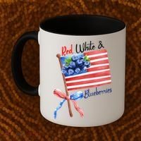 Red, White And Blueberries American USA Flag Coffee Mug thumb 2