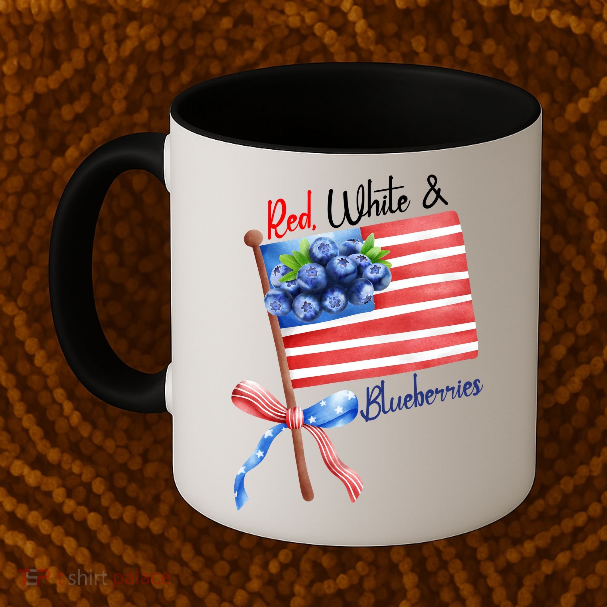 Red, White And Blueberries American USA Flag Coffee Mug