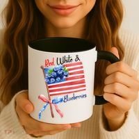 Red, White And Blueberries American USA Flag Coffee Mug thumb 3