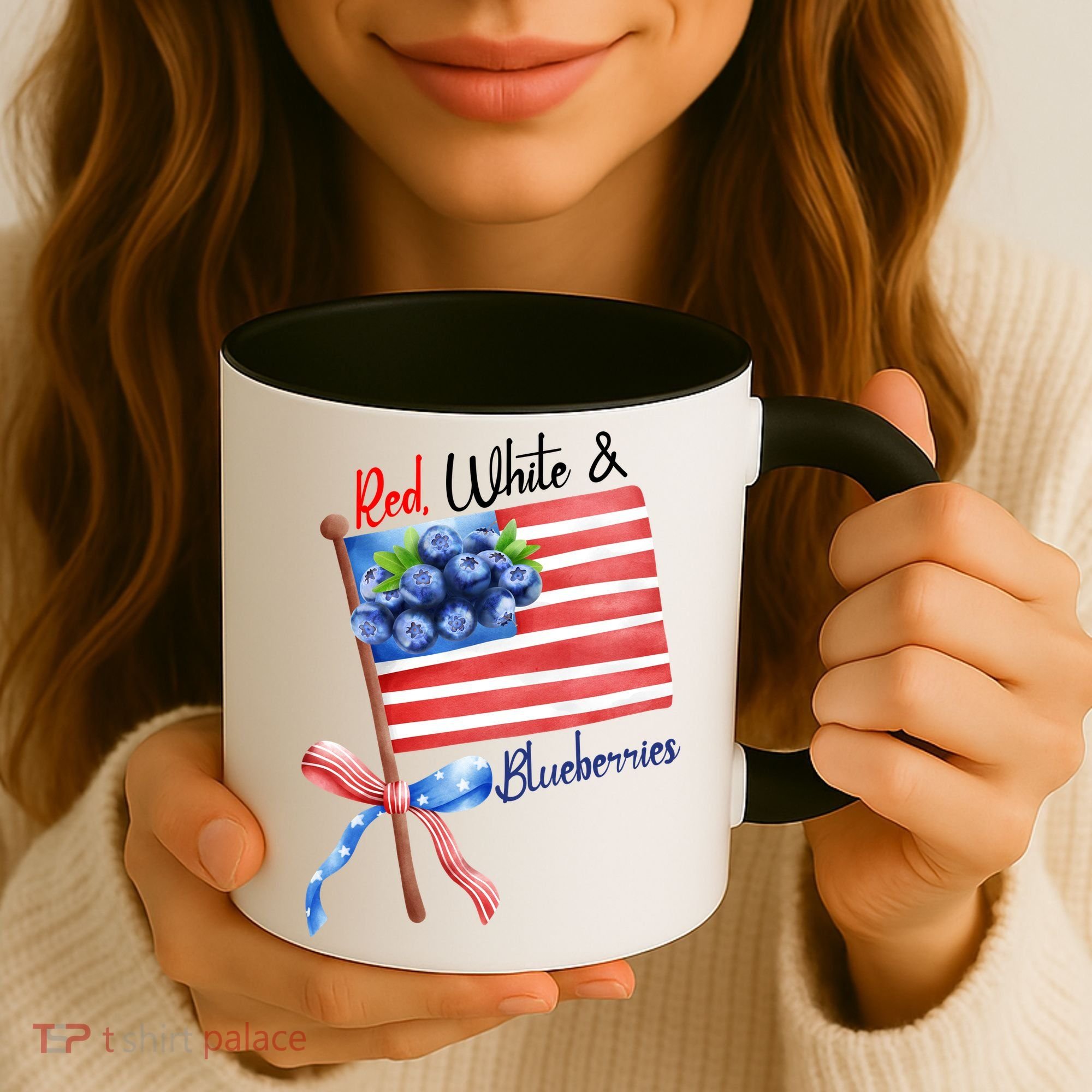 Red, White And Blueberries American USA Flag Coffee Mug