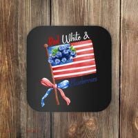 Red, White And Blueberries American USA Flag Coaster thumb 0