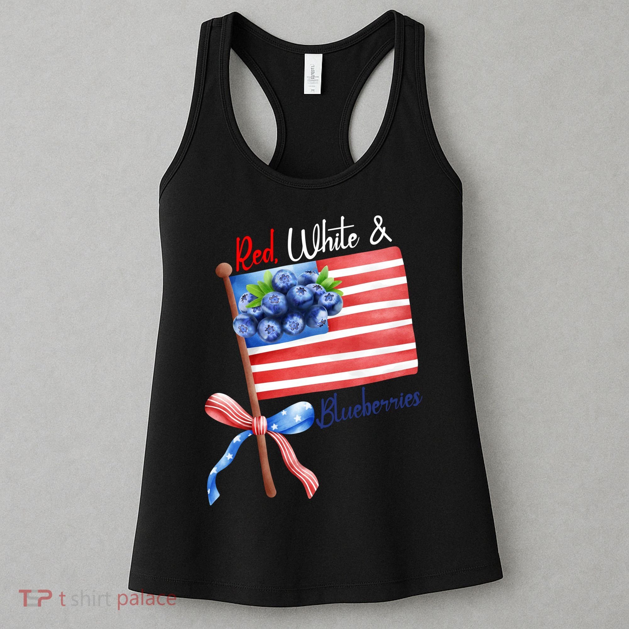 Red, White And Blueberries American USA Flag Women's Tank Top