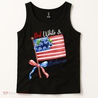 Red, White And Blueberries American USA Flag Tank Top thumb 2
