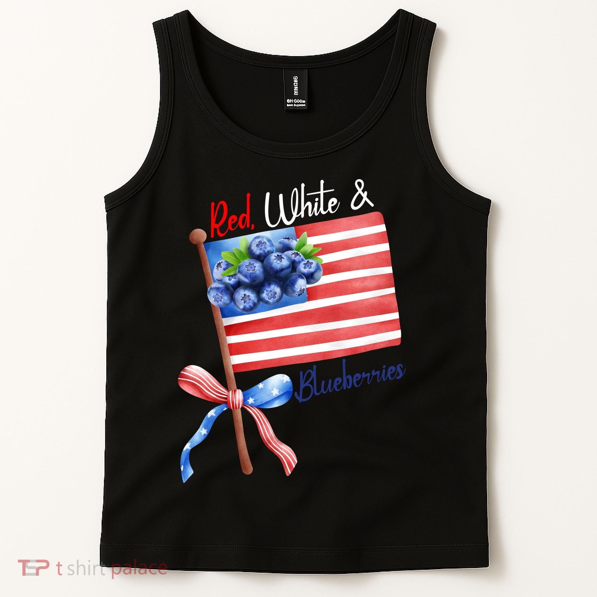 Red, White And Blueberries American USA Flag Tank Top