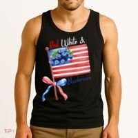 Red, White And Blueberries American USA Flag Tank Top thumb 3