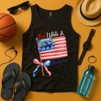 Red, White And Blueberries American USA Flag Tank Top thumb 4