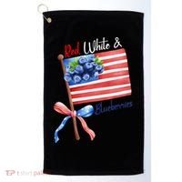 Red, White And Blueberries American USA Flag Golf Towel thumb 0