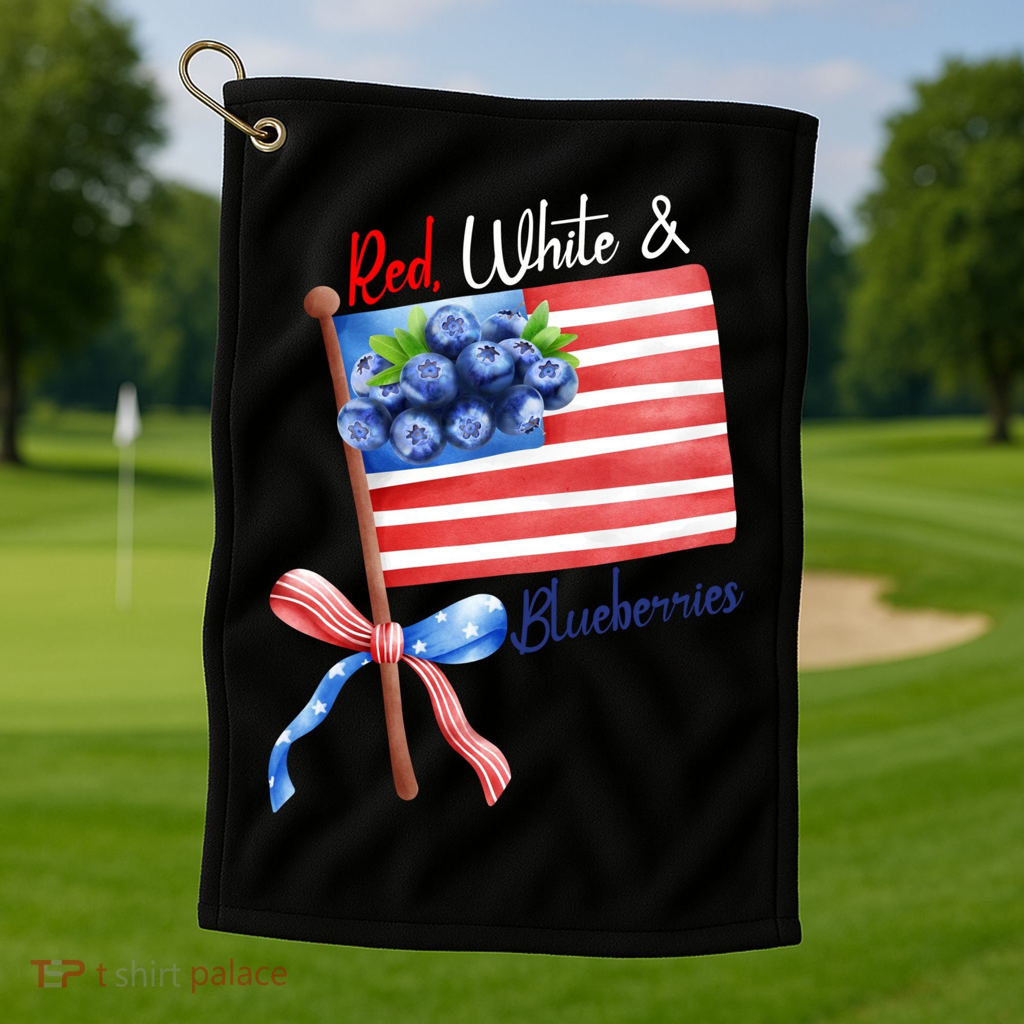 Red, White And Blueberries American USA Flag Golf Towel
