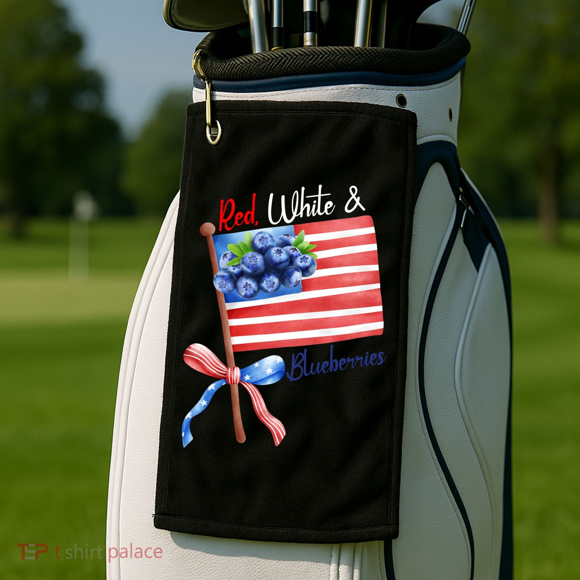 Red, White And Blueberries American USA Flag Golf Towel