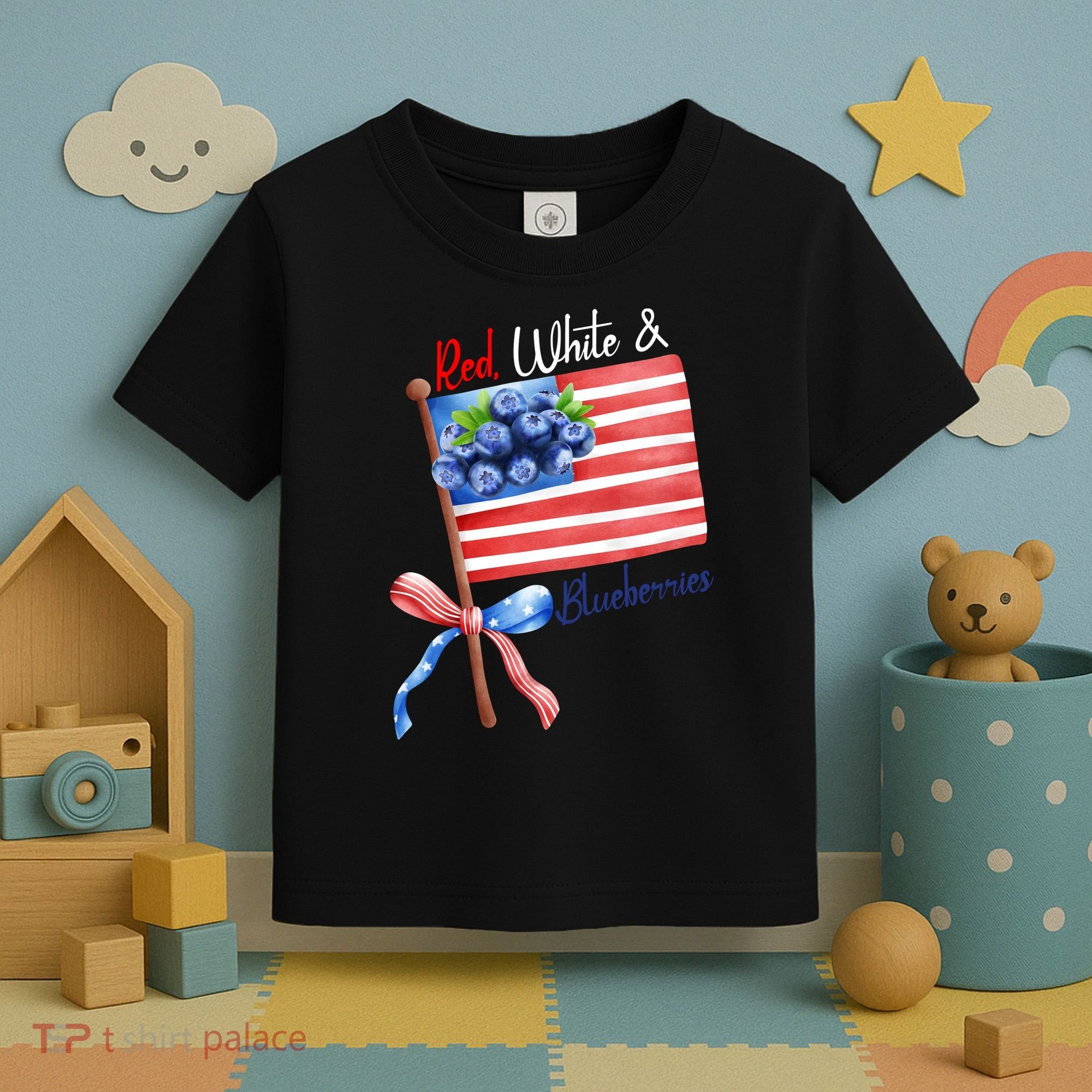 Red, White And Blueberries American USA Flag Toddler T-Shirt
