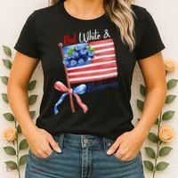 Red, White And Blueberries American USA Flag Women's T-Shirt thumb 2