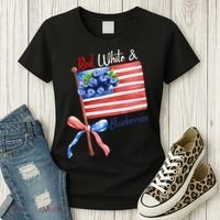 Red, White And Blueberries American USA Flag Women's T-Shirt thumb 3