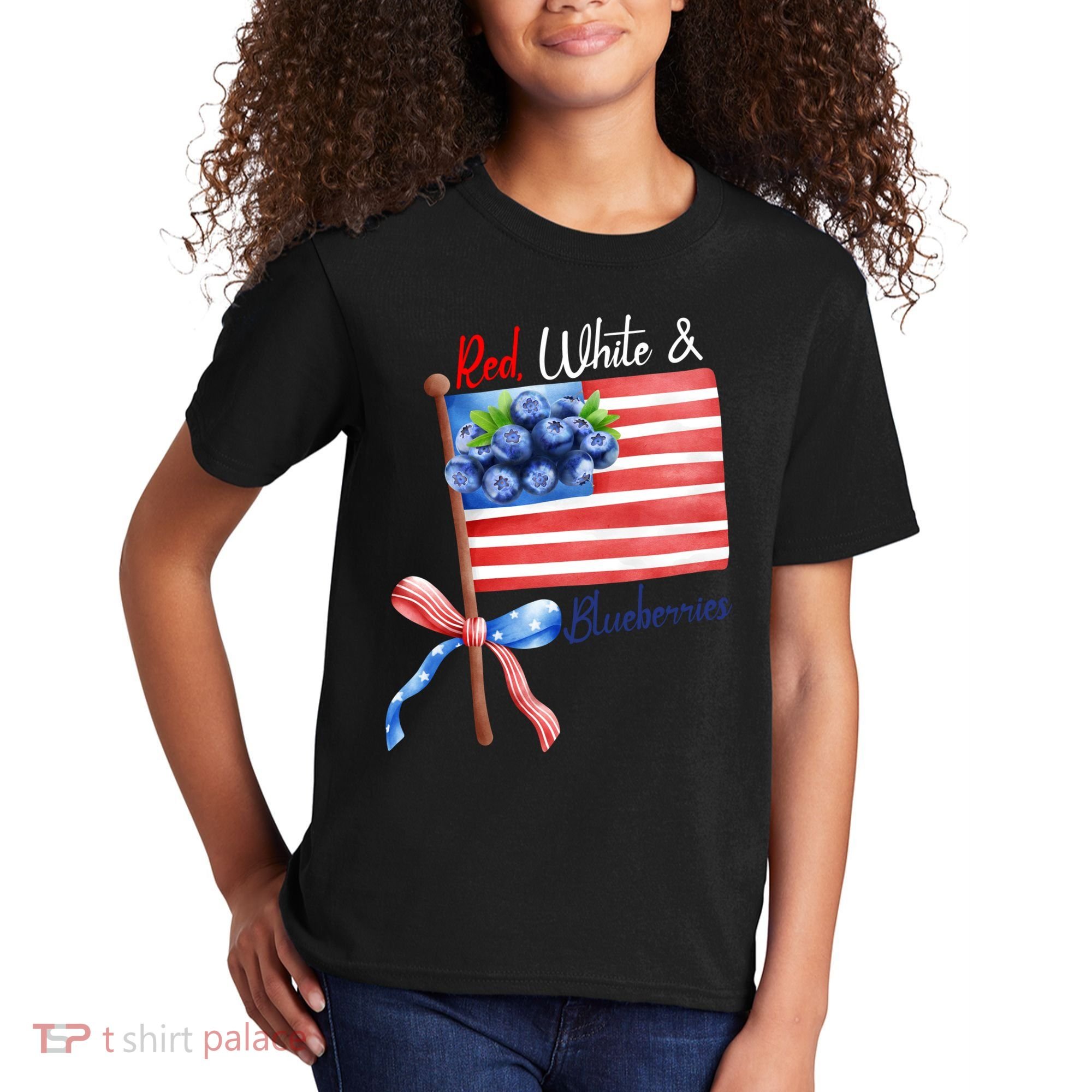 Red, White And Blueberries American USA Flag Kids T-Shirt