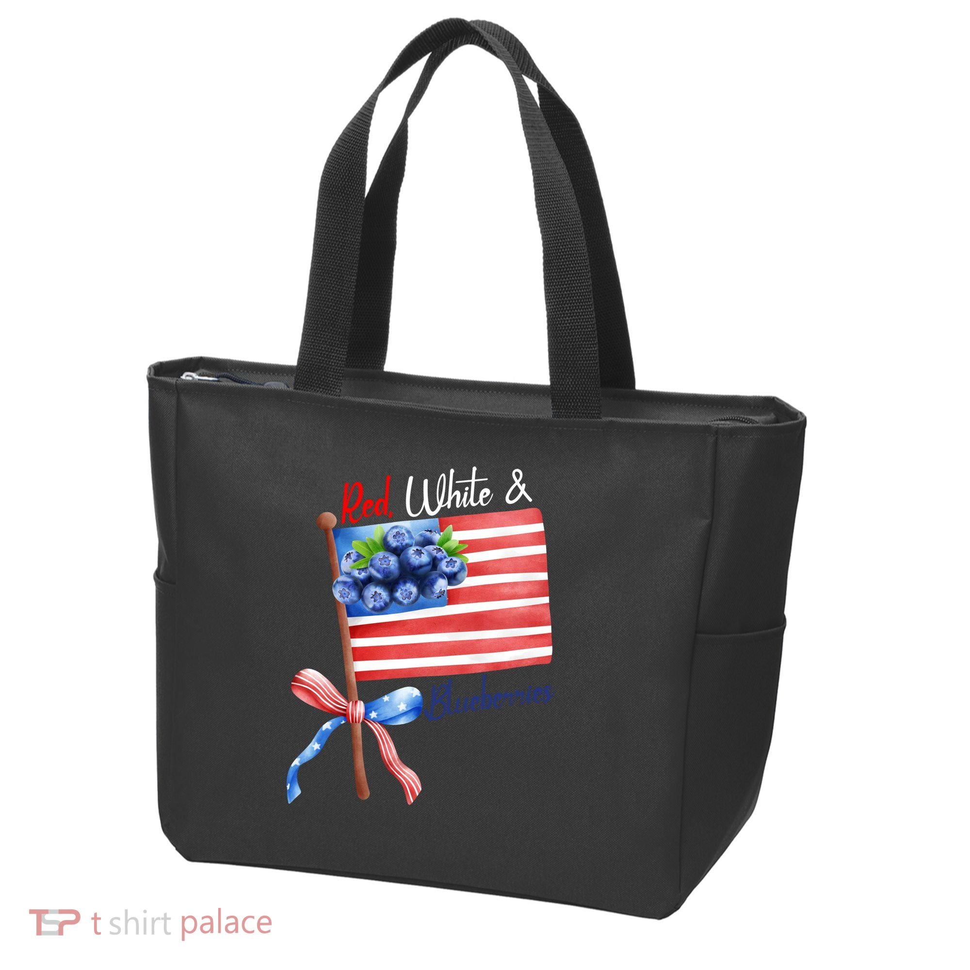 Red, White And Blueberries American USA Flag Tote Bag