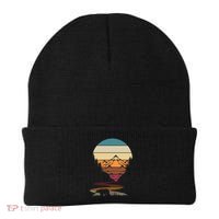 Retro Wildlife Animal Bear Hiking Trees Mountains Forest Beanie thumb 0