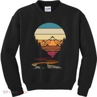 Retro Wildlife Animal Bear Hiking Trees Mountains Forest Kids Sweatshirt thumb 0