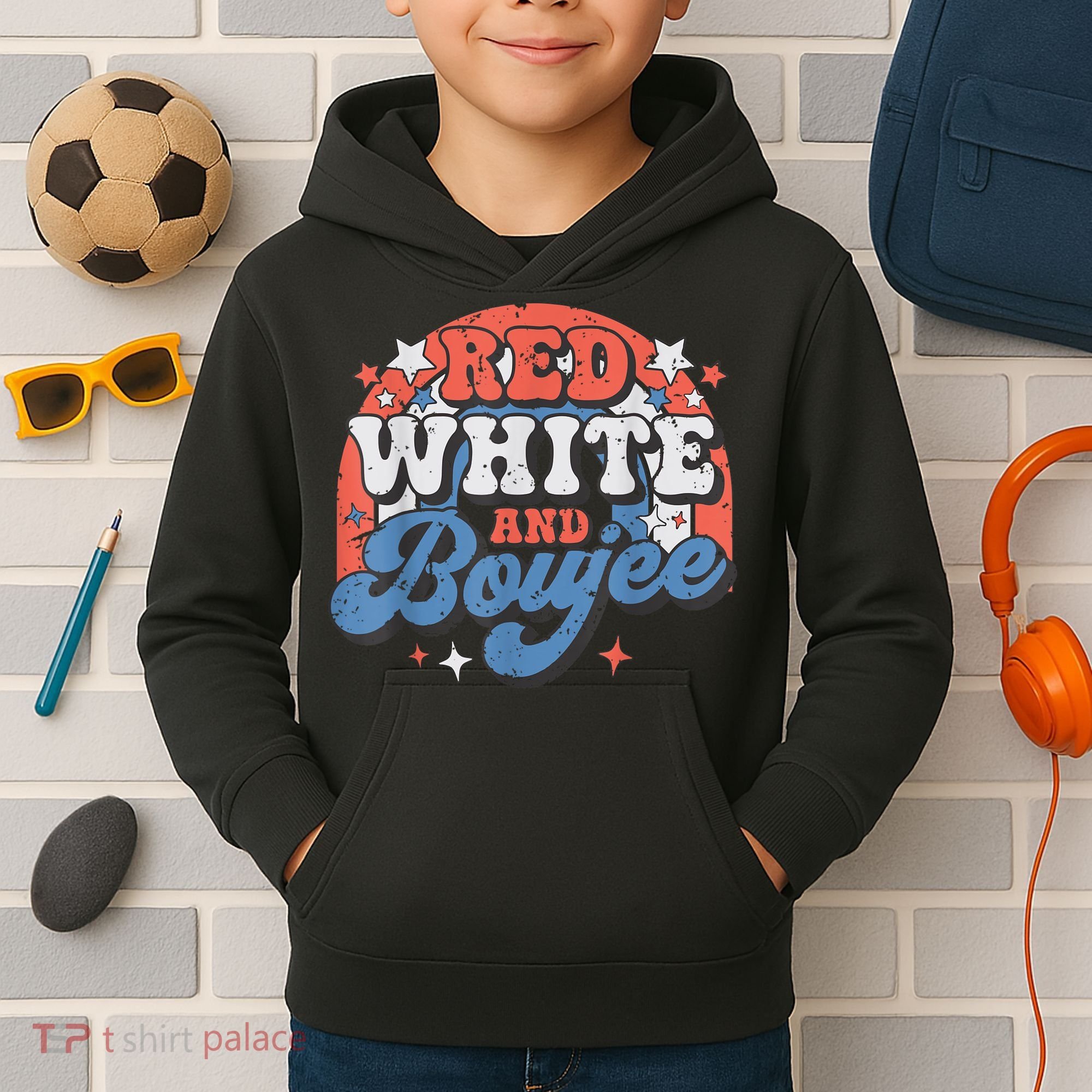 Red White And Boujee 4th Of July Kids Hoodie