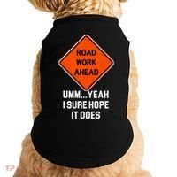 Road Work Ahead Funny Construction Doggie Tank thumb 0
