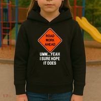 Road Work Ahead Funny Construction Kids Hoodie thumb 3