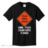Road Work Ahead Funny Construction Kids T-Shirt thumb 0