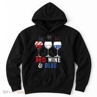 Red Wine And Blue Funny 4th Of July Wine Lover Hoodie thumb 0