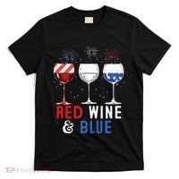 Red Wine And Blue Funny 4th Of July Wine Lover T-Shirt thumb 0