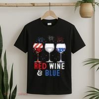 Red Wine And Blue Funny 4th Of July Wine Lover T-Shirt thumb 2