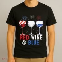 Red Wine And Blue Funny 4th Of July Wine Lover T-Shirt thumb 3