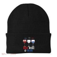 Red Wine And Blue Funny 4th Of July Wine Lover Beanie thumb 0