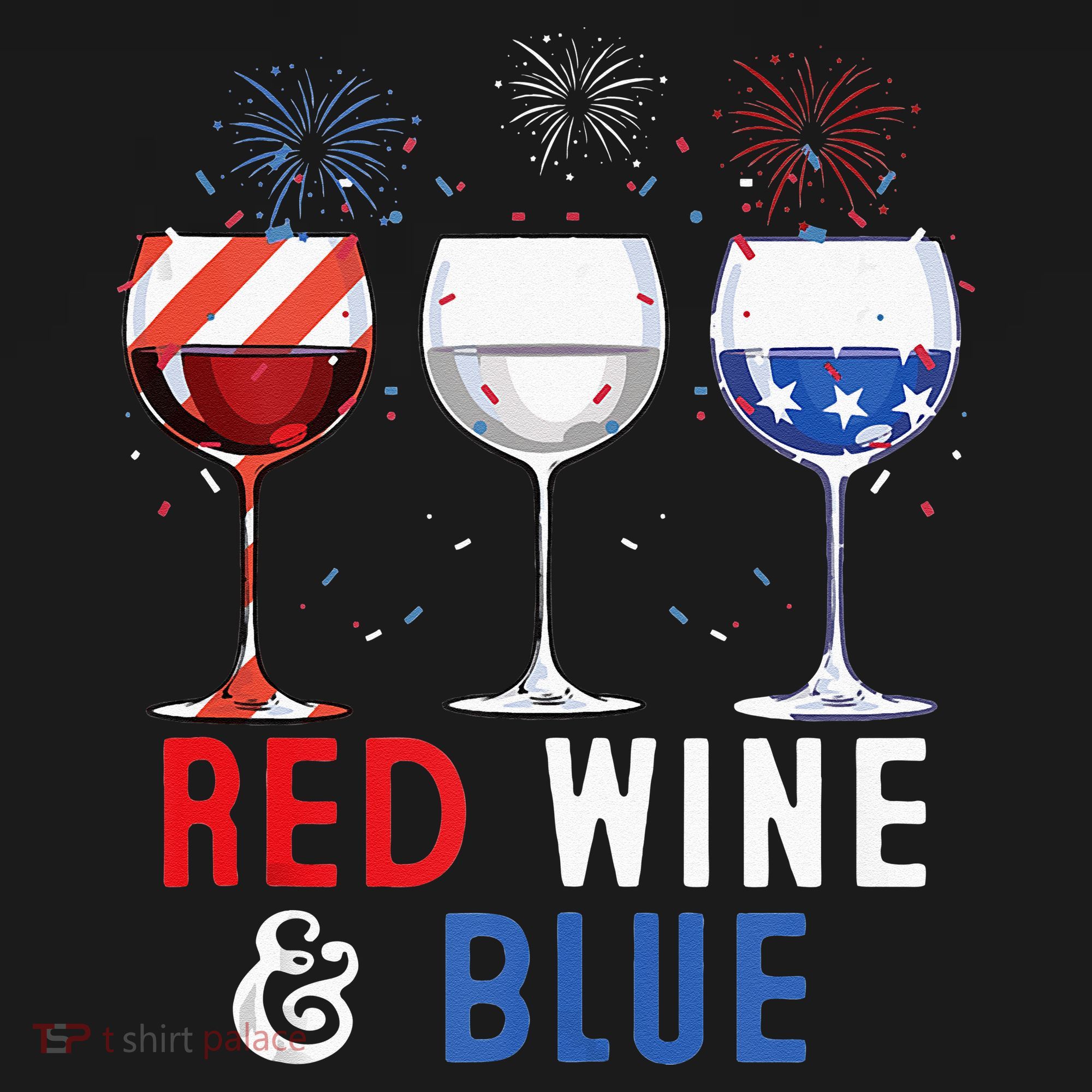 Red Wine And Blue Funny 4th Of July Wine Lover Polo