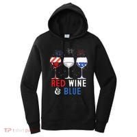 Red Wine And Blue Funny 4th Of July Wine Lover Women's Hoodie thumb 0