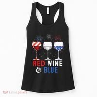 Red Wine And Blue Funny 4th Of July Wine Lover Women's Tank Top thumb 0