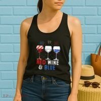 Red Wine And Blue Funny 4th Of July Wine Lover Women's Tank Top thumb 2