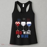 Red Wine And Blue Funny 4th Of July Wine Lover Women's Tank Top thumb 3