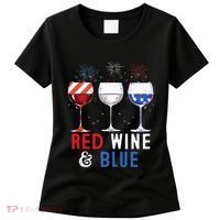 Red Wine And Blue Funny 4th Of July Wine Lover Women's T-Shirt thumb 0