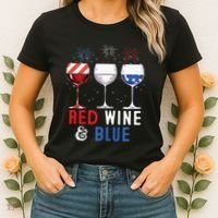 Red Wine And Blue Funny 4th Of July Wine Lover Women's T-Shirt thumb 2