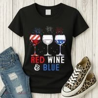 Red Wine And Blue Funny 4th Of July Wine Lover Women's T-Shirt thumb 3
