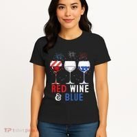 Red Wine And Blue Funny 4th Of July Wine Lover Women's T-Shirt thumb 4