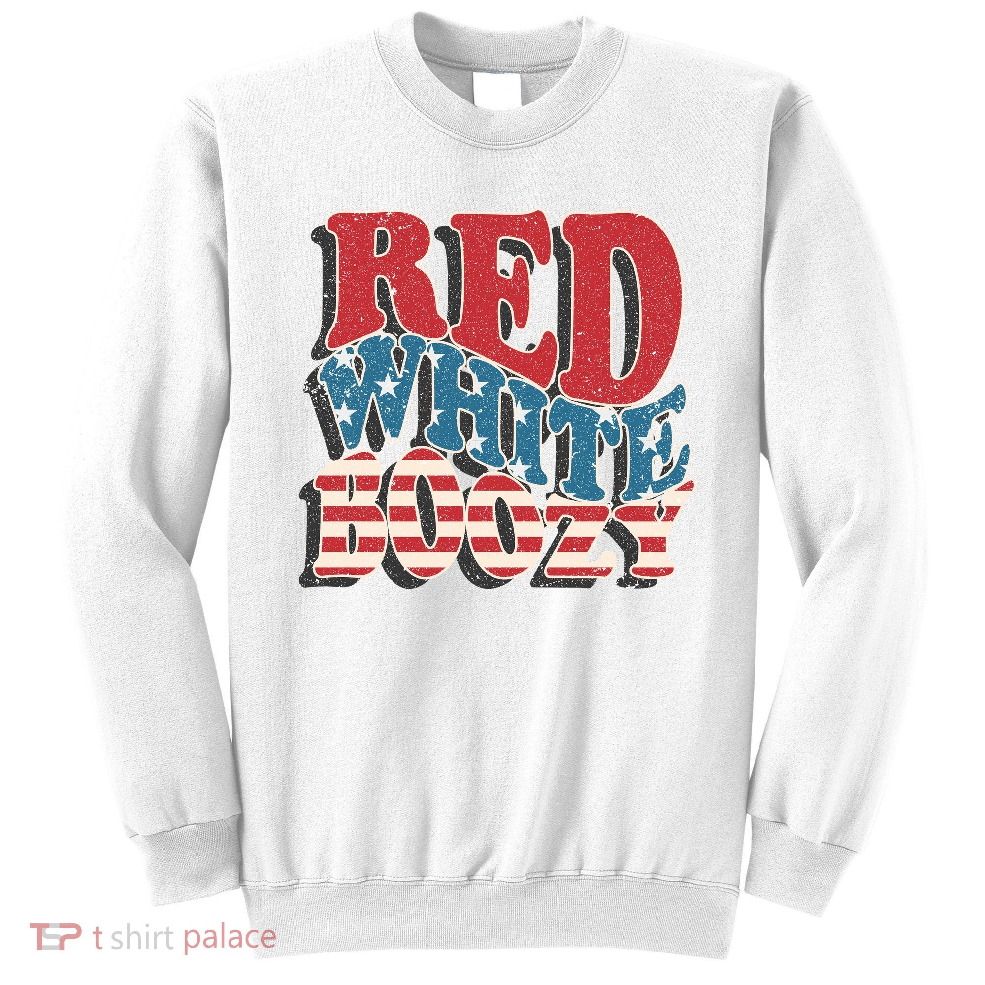 Red White And Boozy Tie Dye American Flag Patriotic July 4Th Sweatshirt