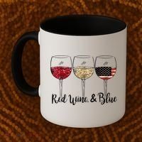 Red Wine And Blue Funny 4th Of July Drinking Wine Lover Coffee Mug thumb 2