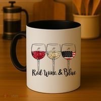 Red Wine And Blue Funny 4th Of July Drinking Wine Lover Coffee Mug thumb 4