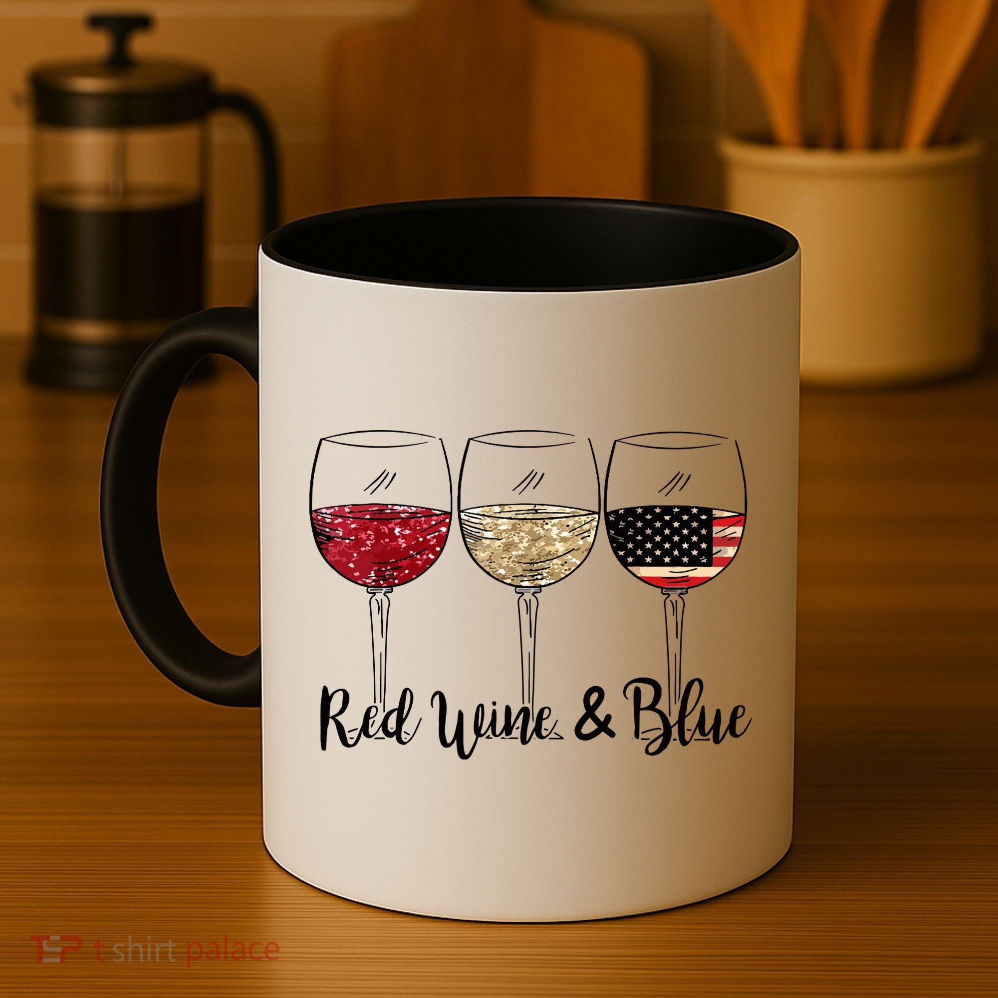 Red Wine And Blue Funny 4th Of July Drinking Wine Lover Coffee Mug