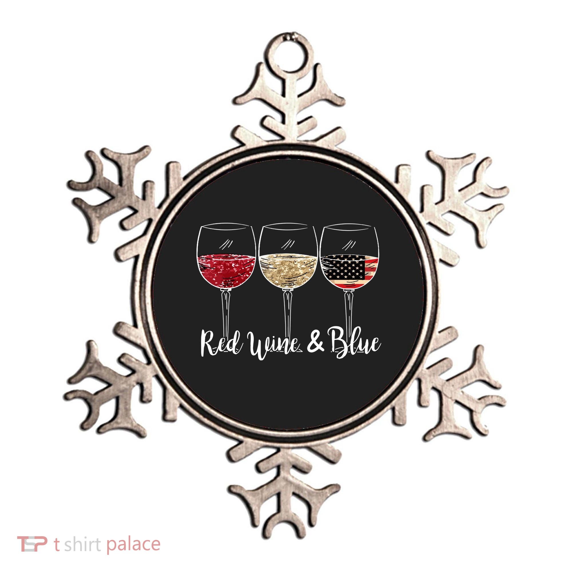 Red Wine And Blue Funny 4th Of July Drinking Wine Lover Ornament
