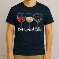 Red Wine And Blue Funny 4th Of July Drinking Wine Lover T-Shirt thumb 3