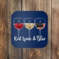Red Wine And Blue Funny 4th Of July Drinking Wine Lover Coaster thumb 0