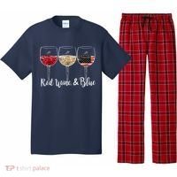 Red Wine And Blue Funny 4th Of July Drinking Wine Lover Pajama Set thumb 0