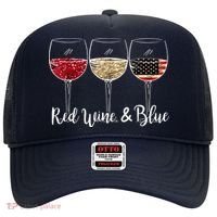 Red Wine And Blue Funny 4th Of July Drinking Wine Lover Hat thumb 0