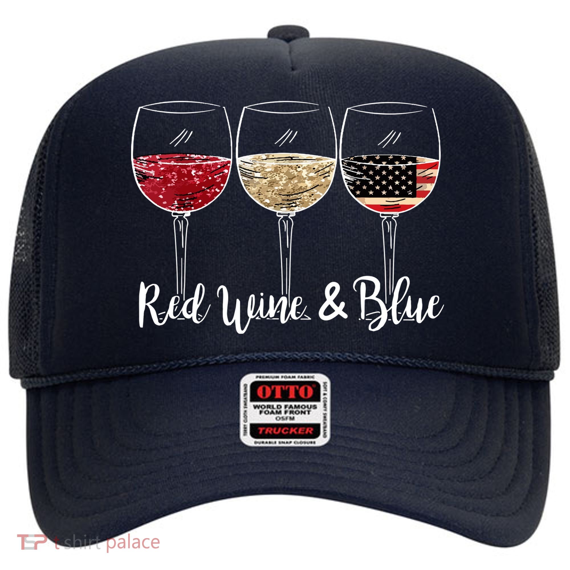Red Wine And Blue Funny 4th Of July Drinking Wine Lover Hat