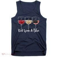 Red Wine And Blue Funny 4th Of July Drinking Wine Lover Tank Top thumb 0